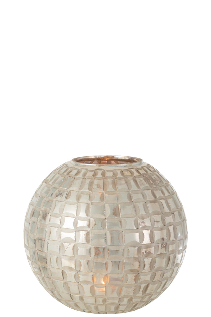 J-line - Theelichthouder Alara Glas Grijs Large - 30.5x30.5x27cm