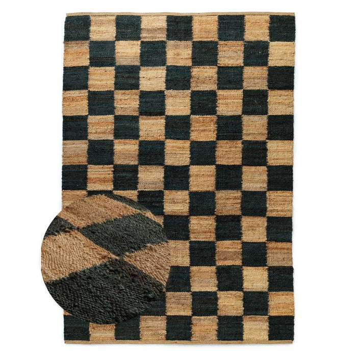 Boho&me Jute vloerkleed - Patch naturel|groen - 120x170 cm