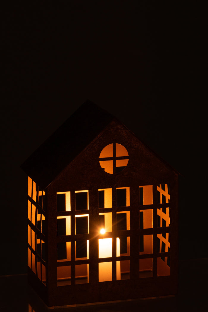 J-line - Kaarshouder Huis Delta Ijzer Goud - 22.5x15x28cm