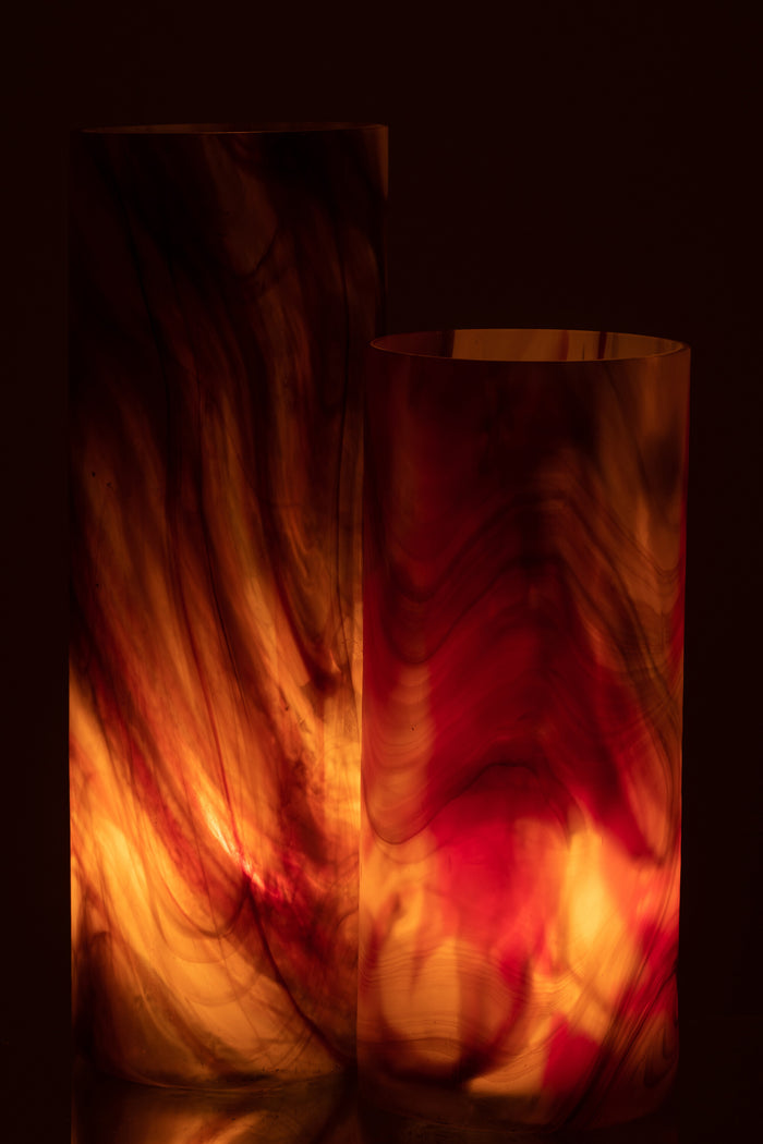 J-line - Kaarshouder Arti Glas Bruin Large - 15x15x46cm