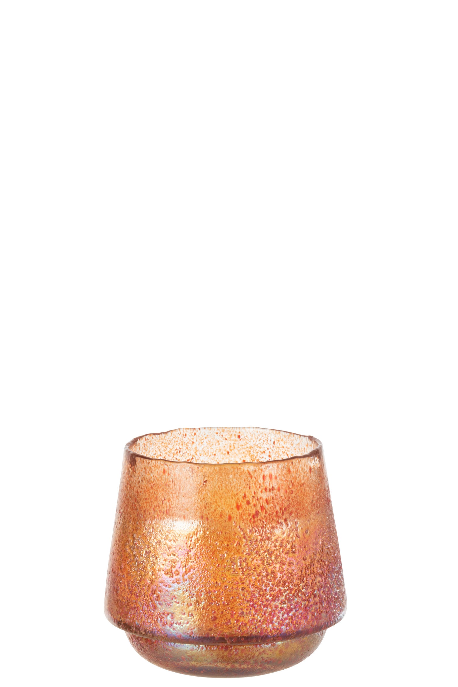 J-line - Theelichthouder Stippen Glas Oranje Large - 22x22x19cm