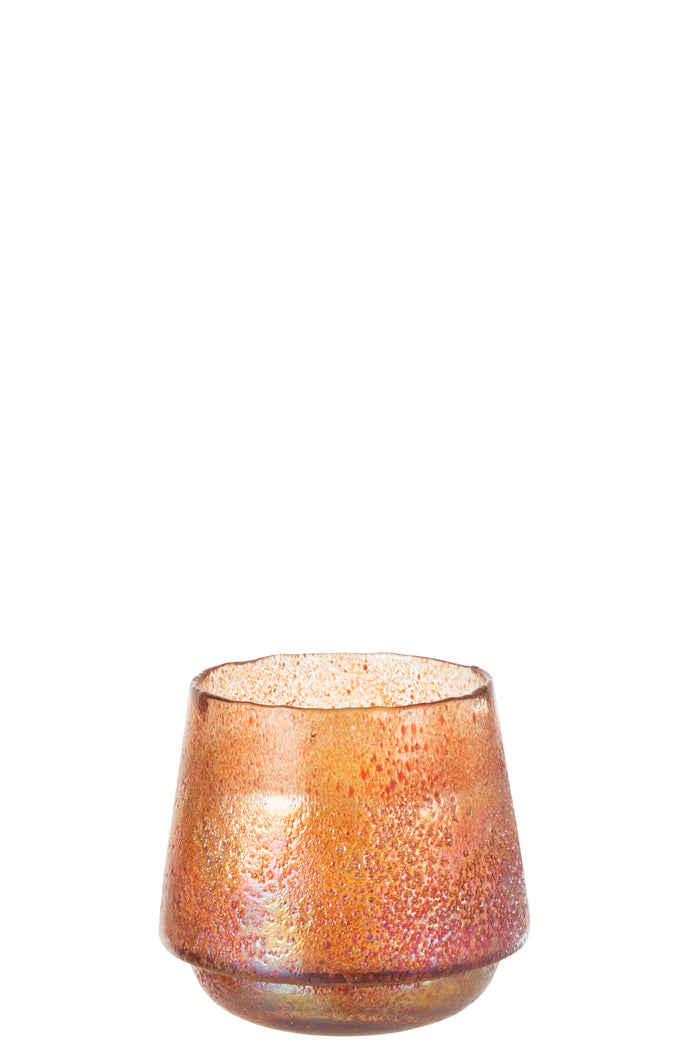 J-line - Theelichthouder Stippen Glas Oranje Large - 22x22x19cm