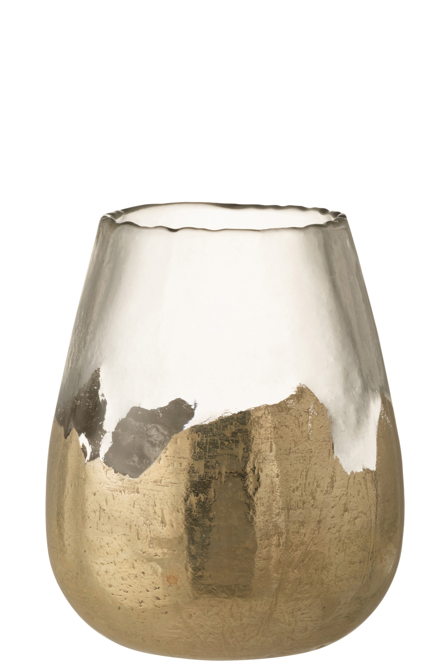 J-line - Theelichthouder Zoe Rond Glas Goud Large - 26x26x31cm