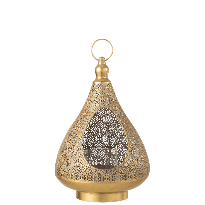 J-line - Theelichthouder Op Voet Oosters Goud Large - 25x25x38cm