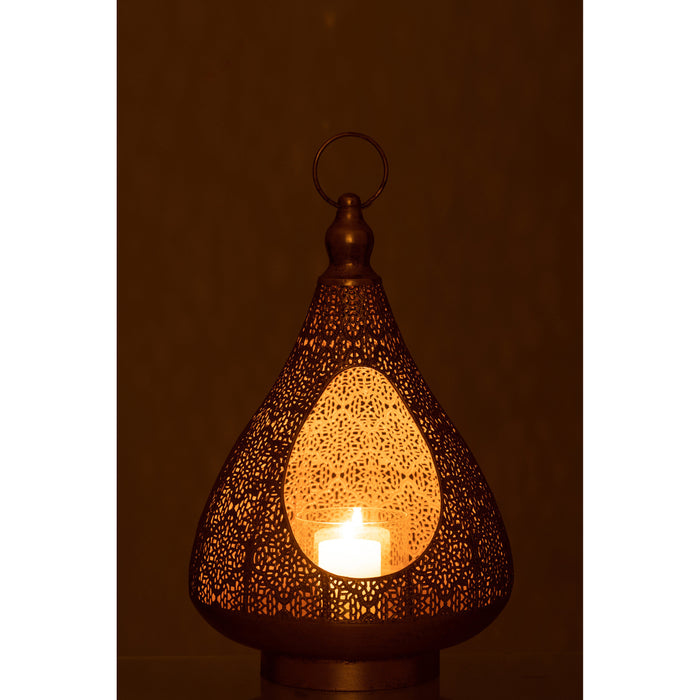 J-line - Theelichthouder Op Voet Oosters Goud Large - 25x25x38cm