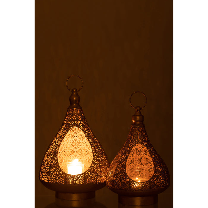 J-line - Theelichthouder Op Voet Oosters Goud Large - 25x25x38cm