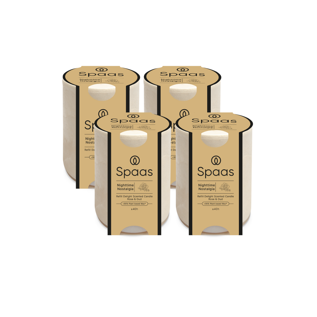 Spaas Refill Delight Geurkaars - Nighttime Nostalgia - 40u - Set van 4