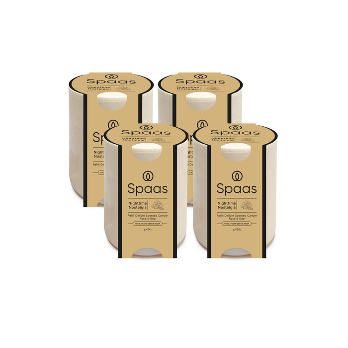 Spaas Refill Delight Geurkaars - Nighttime Nostalgia - 40u - Set van 4