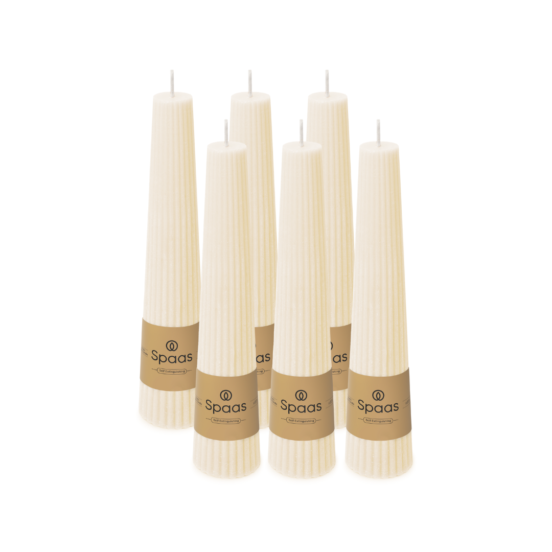 Spaas Geribde Dinerkaars - 23|240mm - Ivoor - 10u - Set van 9