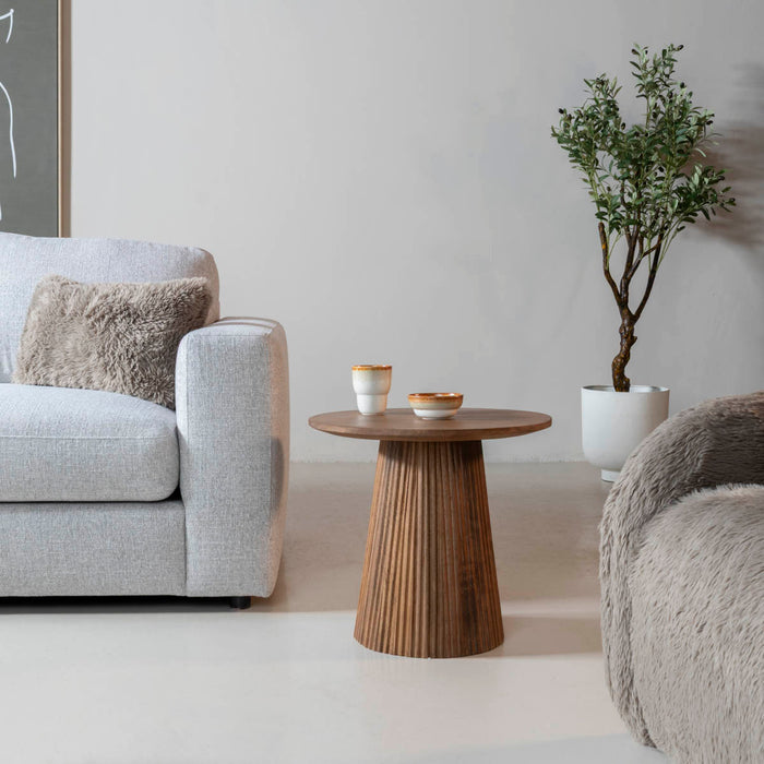 Giga Meubel - Bijzettafel Rond Naturel Hout - 50x50x46cm - Salvador