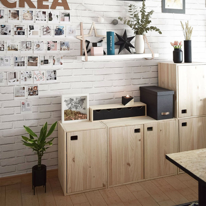 Calicosy - Meuble 1 porte avec 1 étagère réglable - H53,5 cm - Hout