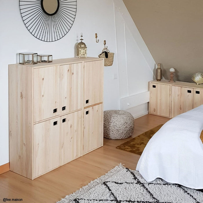 Calicosy - Meuble 1 porte avec 1 étagère réglable - H53,5 cm - Hout