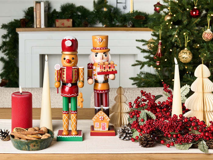 Beliani-GRANSJON-Decoratie figuur set van 2-Rood|Oranje-Dennenhout