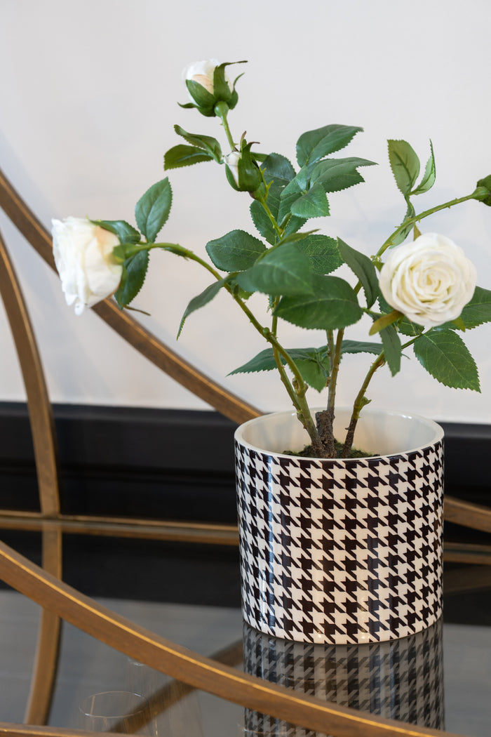 J-Line bloempot Pie-Pou wit|zwart - medium - keramiek