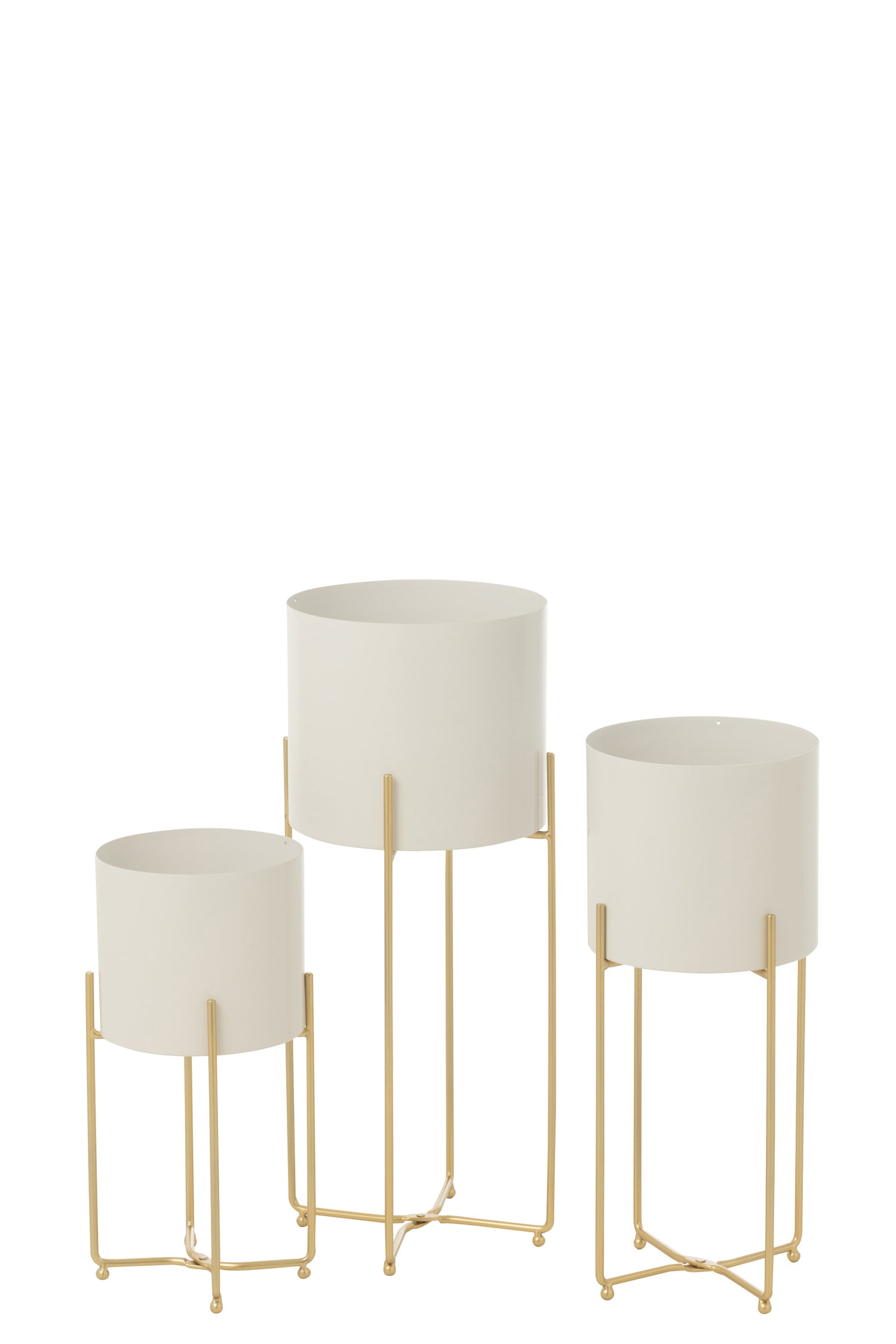 J-Line bloempot Rond - ijzer - goud|wit