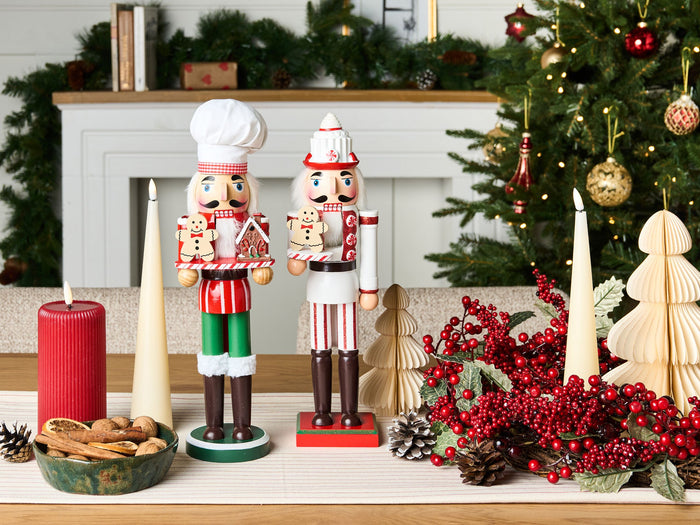 Beliani - BODSJON - Decoratie figuur set van 2 - Rood|Wit - Dennenhout
