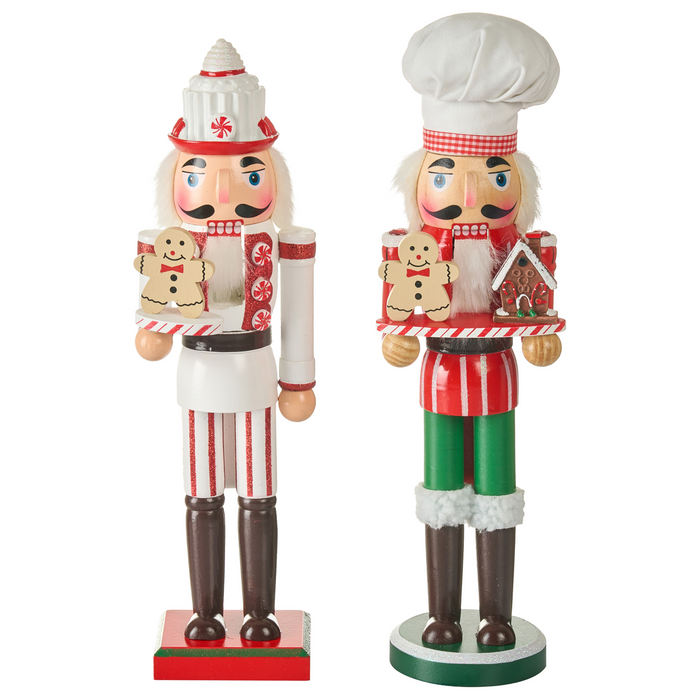 Beliani - BODSJON - Decoratie figuur set van 2 - Rood|Wit - Dennenhout