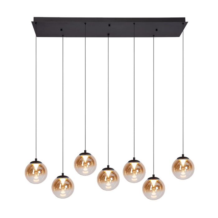 Atmooz Monza 7 Hanglamp – Zwart – 120x40cm – Glas – 7x LED