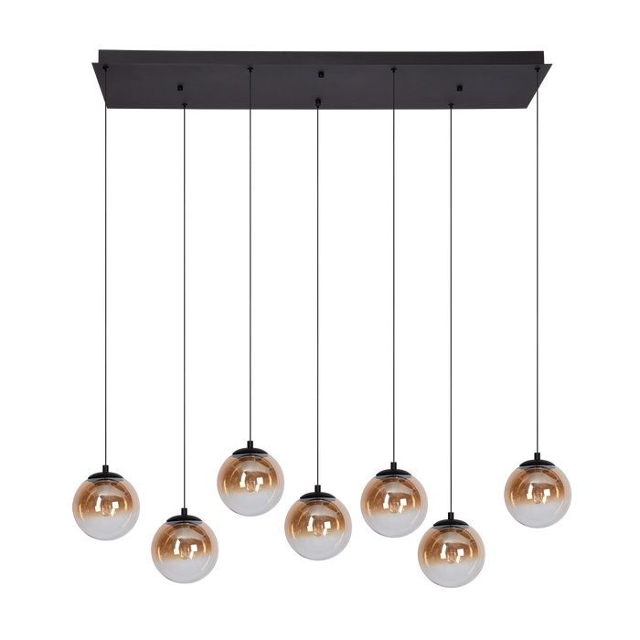 Atmooz Monza 7 Hanglamp – Zwart – 120x40cm – Glas – 7x LED