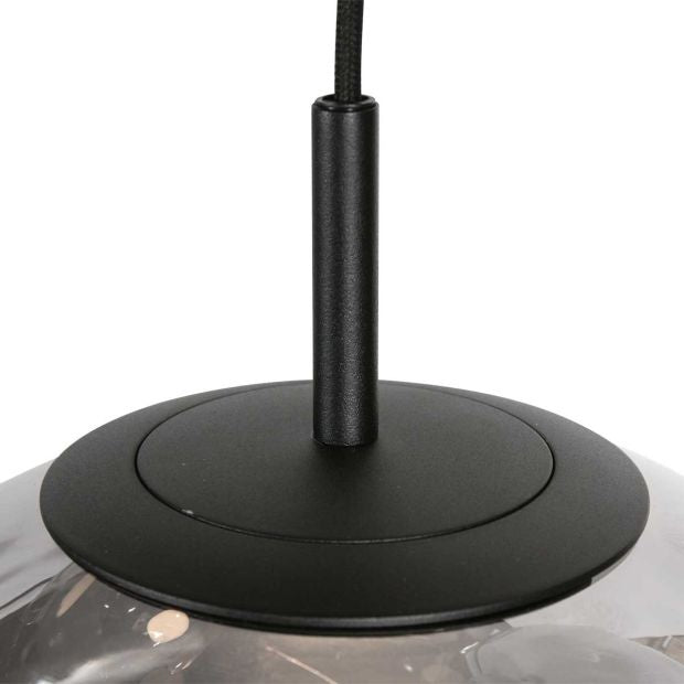 Steinhauer Hanglamp Bollique Zwart- Smoke Glas 5 Lichts 4196ZW  Vide