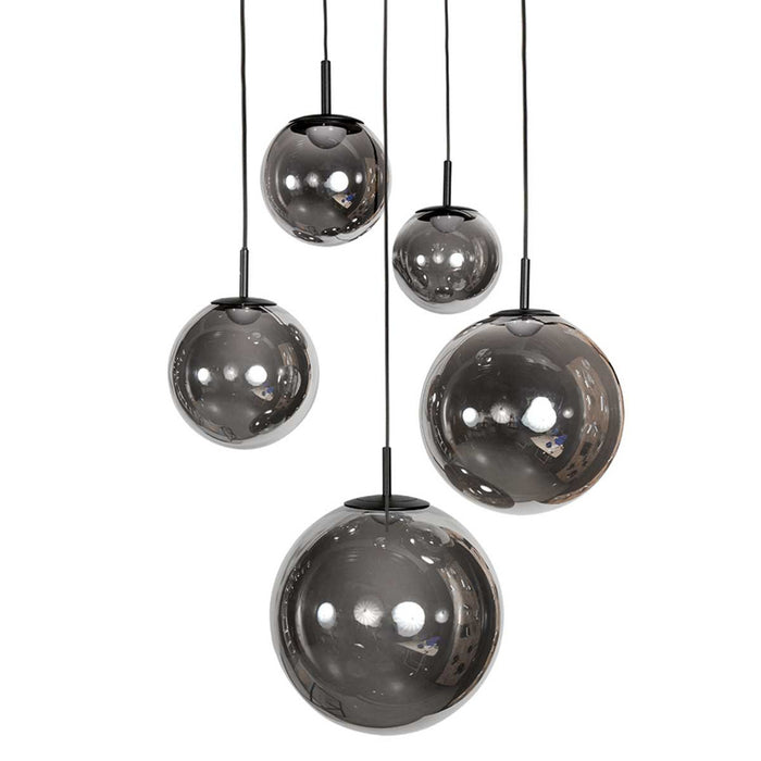Steinhauer Hanglamp Bollique Zwart- Smoke Glas 5 Lichts 4196ZW  Vide