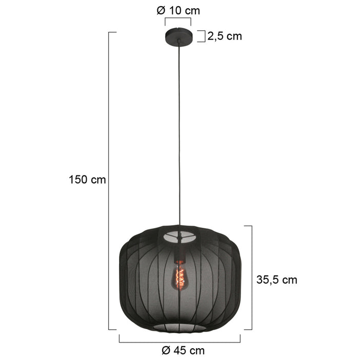Anne Light & Home Hanglamp Sable Zwart Linnen Ø 45 cm