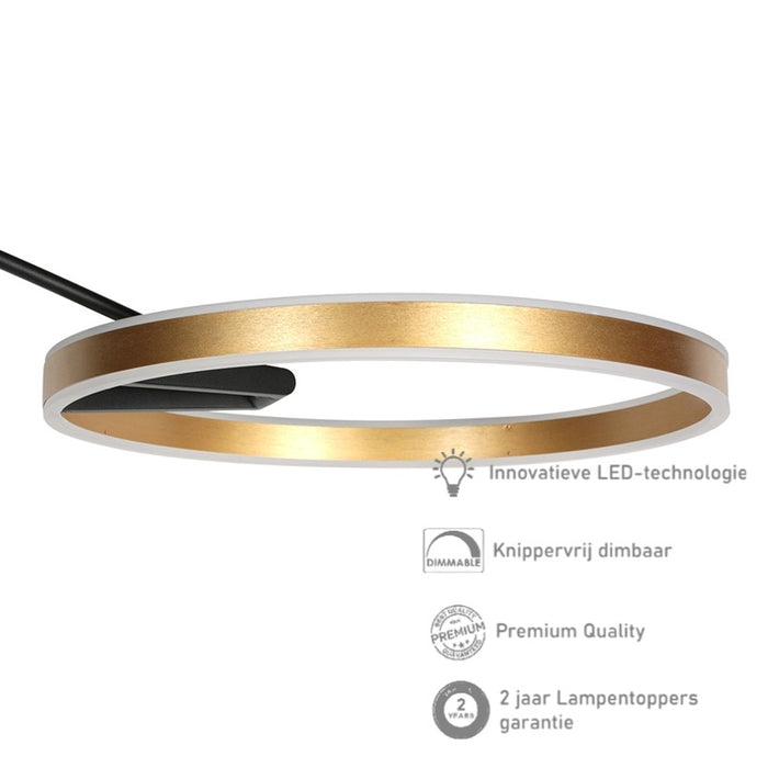 Steinhauer Booglamp Ringlux Zwart -Goud Led incl. Dimmer Ø 50cm