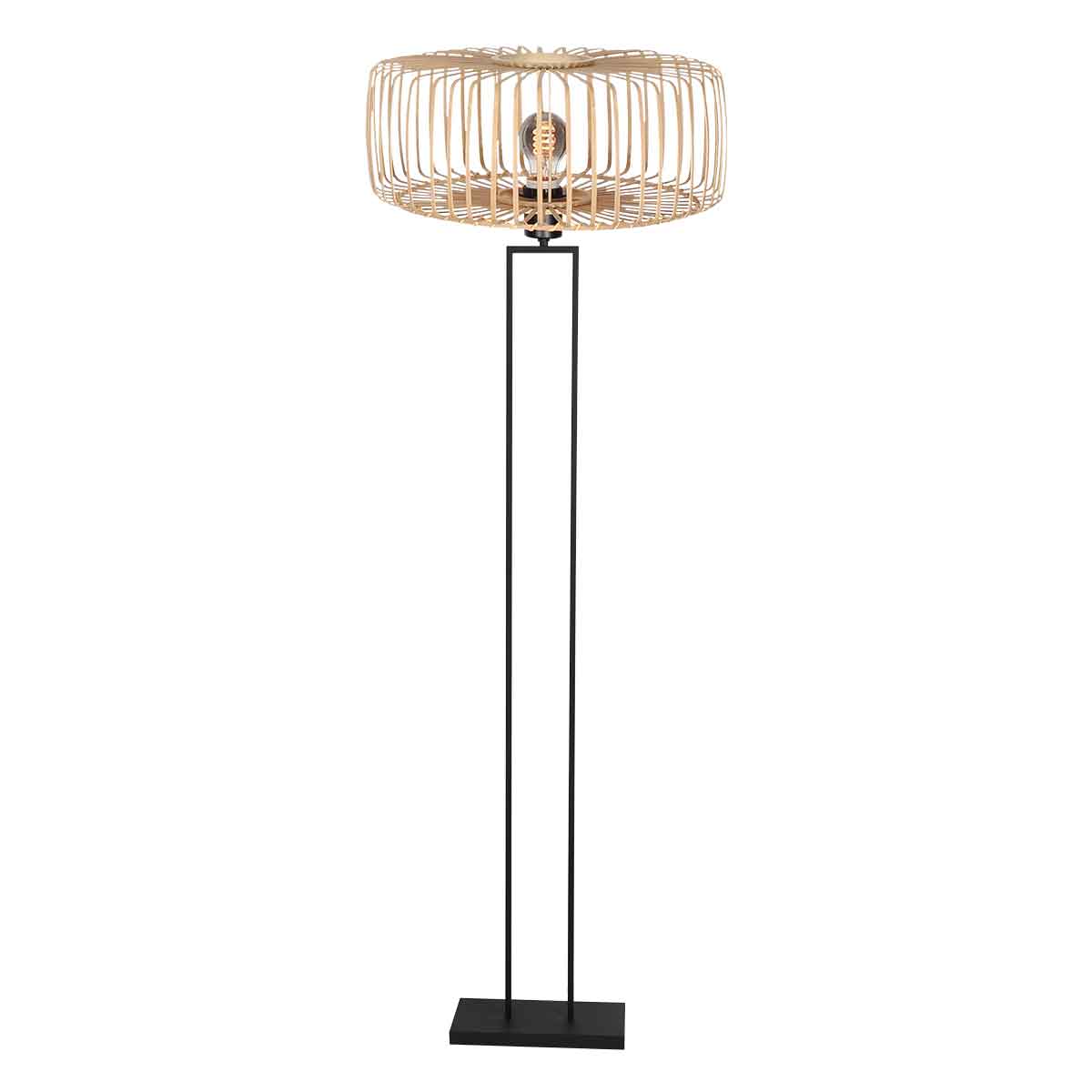 Steinhauer - vloerlamp - Stang - zwart - bamboe metaal - Ø 50cm - E27