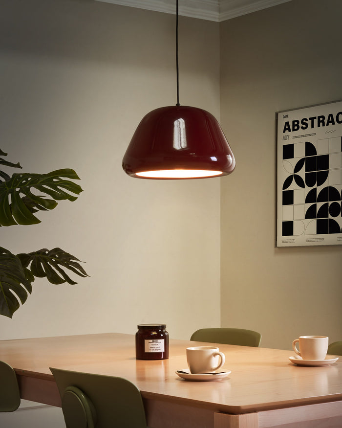 Beliani - JOKU - Hanglamp - Rood - Bouclé