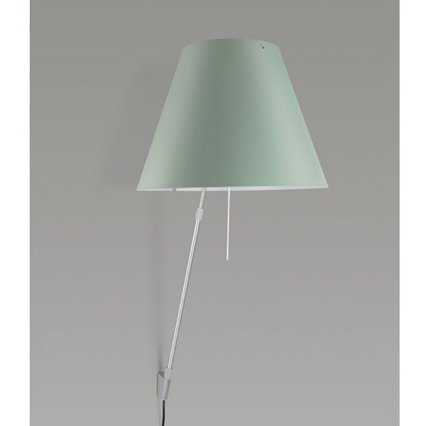 Costanza wandlamp telescopisch met dimmer aluminium body, kap wit