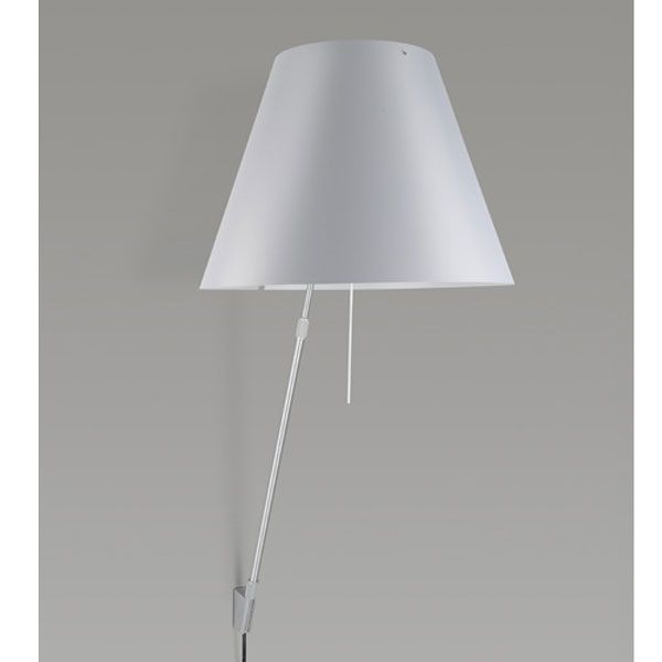 Costanza wandlamp telescopisch met dimmer aluminium body, kap wit