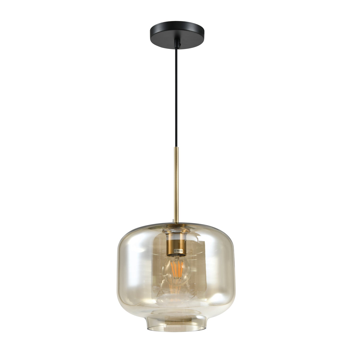 QUVIO Hanglamp met glazen kap - Metaal – Glas - Amber