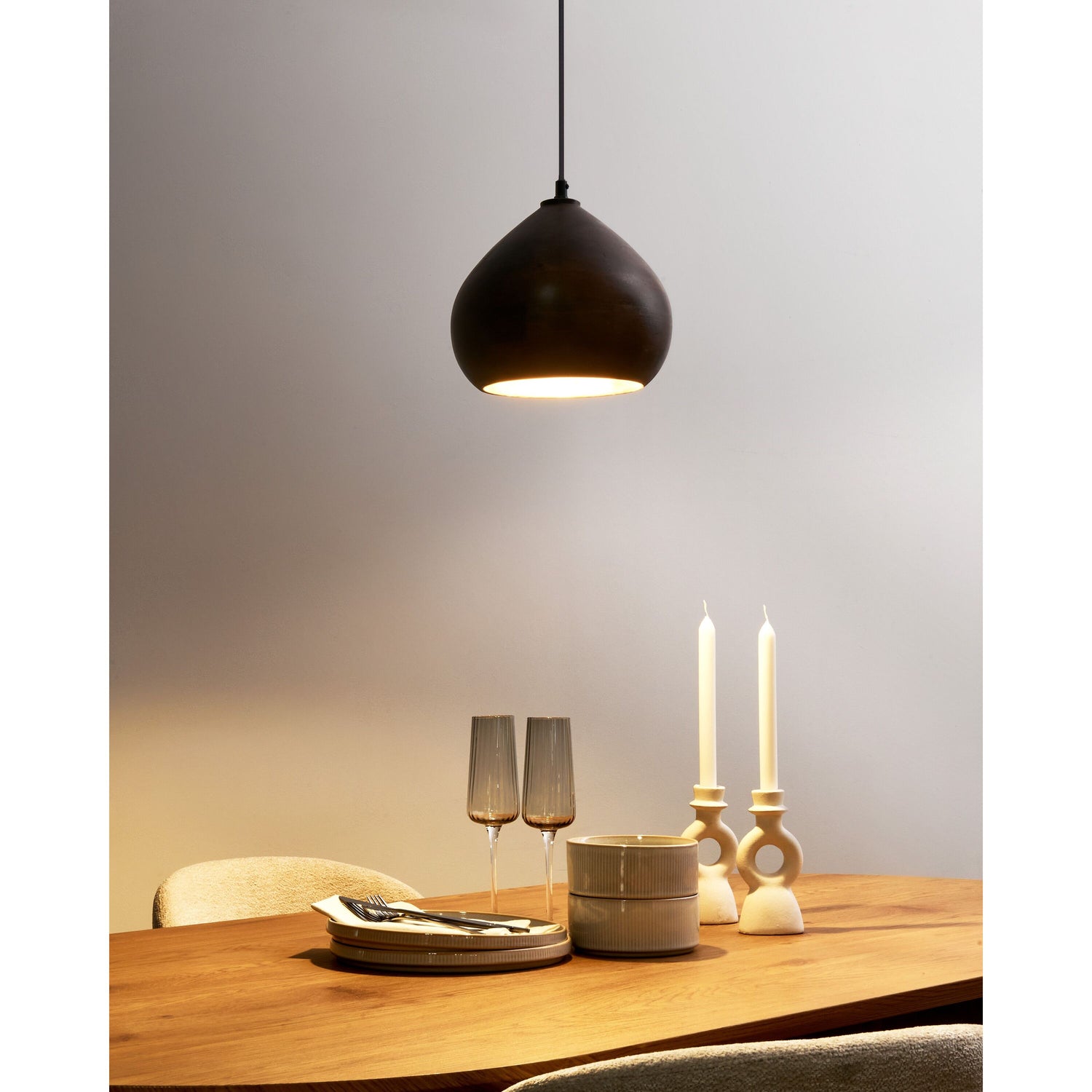 Beliani - SANYATI - Hanglamp - Lichtbruin - Mangohout