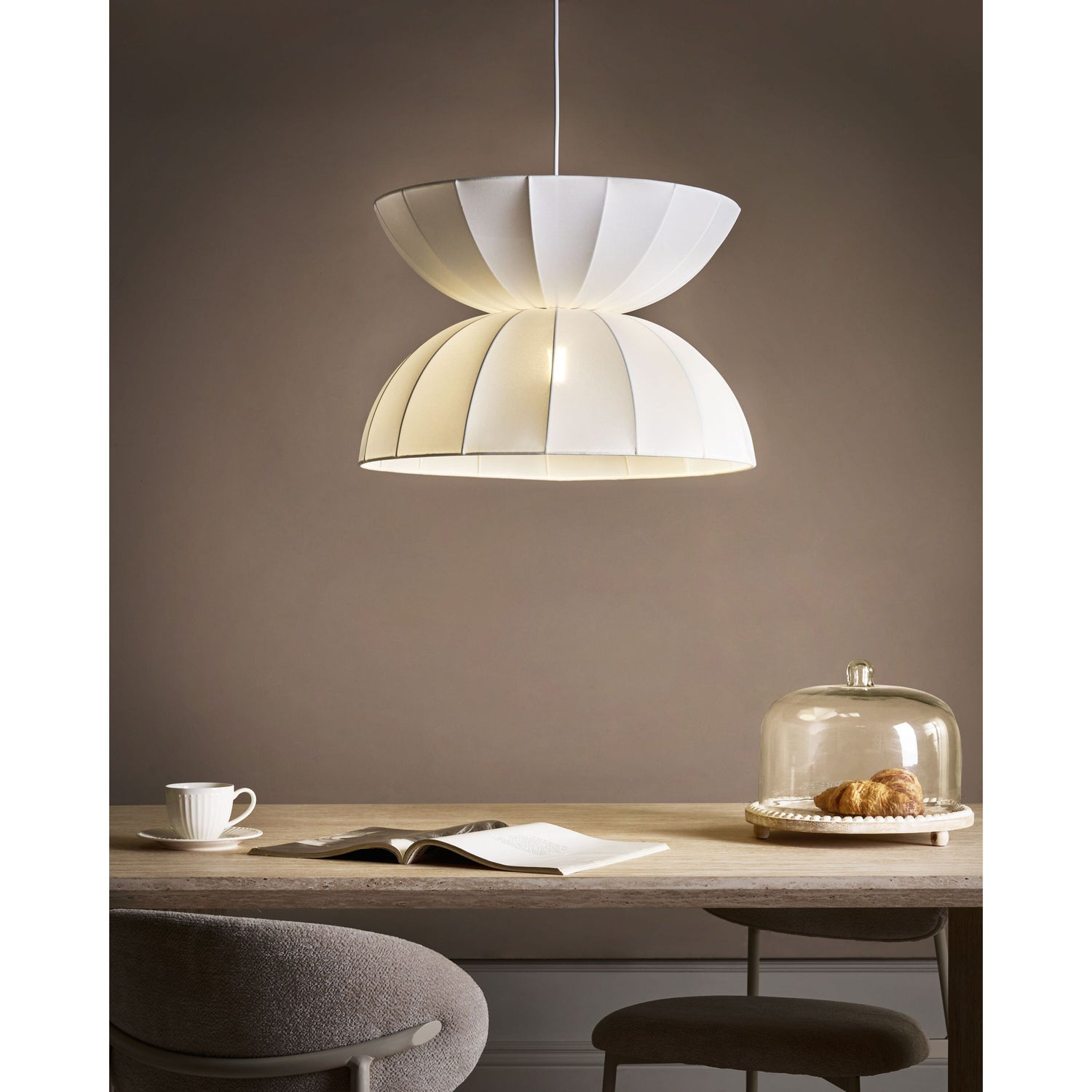 Beliani - DEBONS - Hanglamp - Wit - Kunstzijde