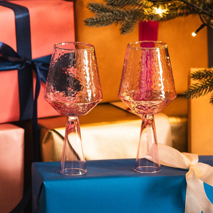 Brût Homeware, Wijnglas Claude, roze, set van 2