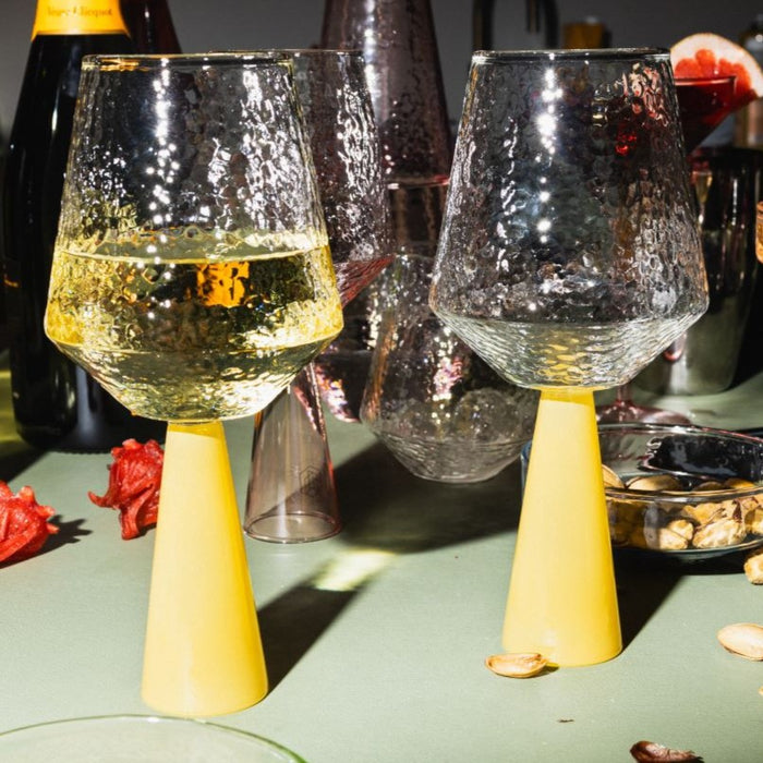 Brût Homeware, Wijnglas Claude, helder | geel topaas, set van 2