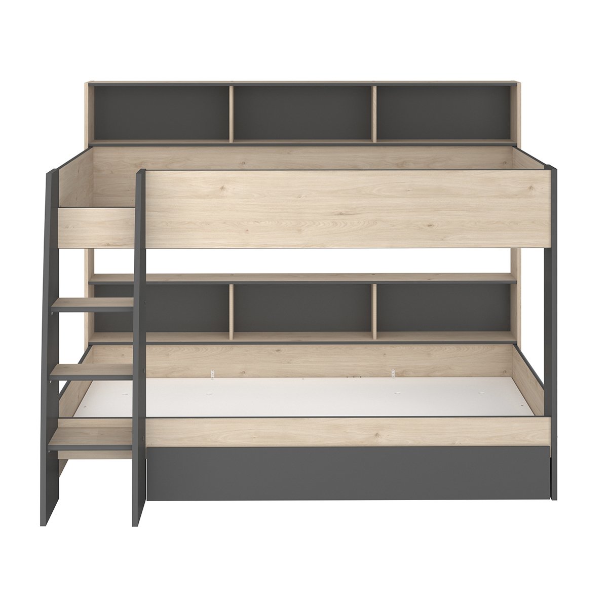 Calicosy - Stapelbedden met opbergvakken - Leo - H164,4 cm - Antraciet