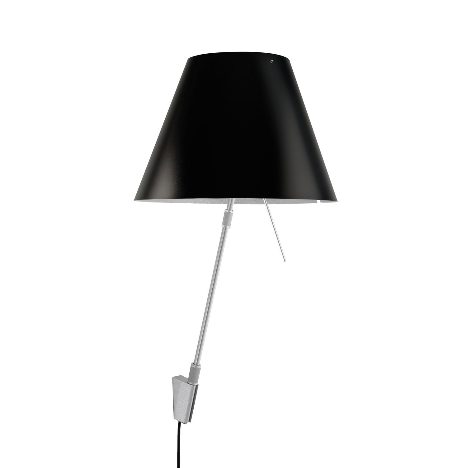 Costanza wandlamp telescopisch met dimmer aluminium body, kap zwart