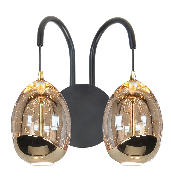 Highlight Wandlamp Golden Egg 2 Lichts Led  Amber - Zwart