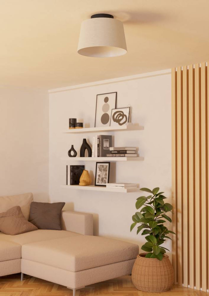 EGLO Febres Plafonnière - E27 - teddy stof - Zwart|Wit