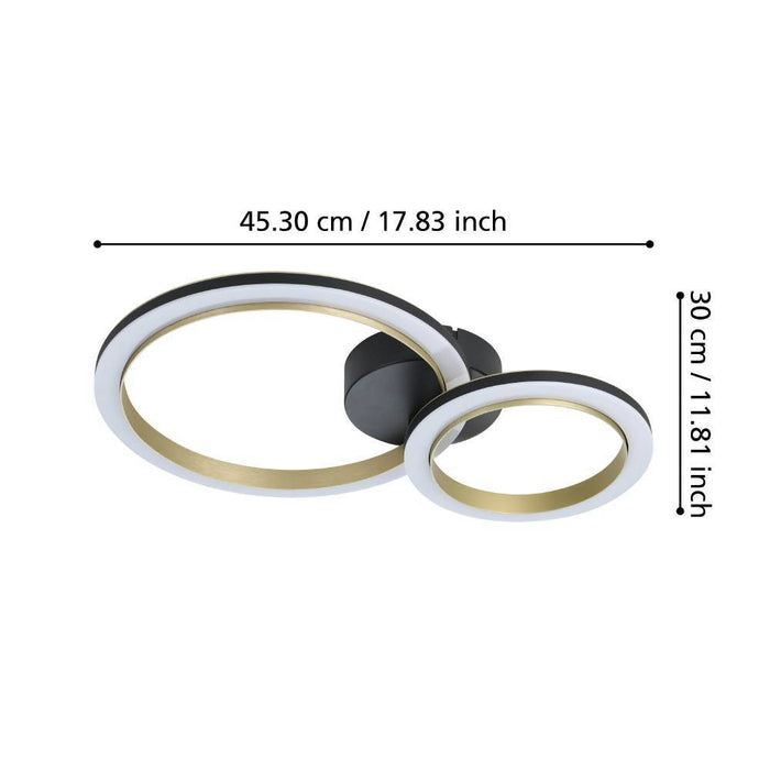 EGLO Calliera Plafonnière - LED - Kunststof - Zwart|Goud|Wit