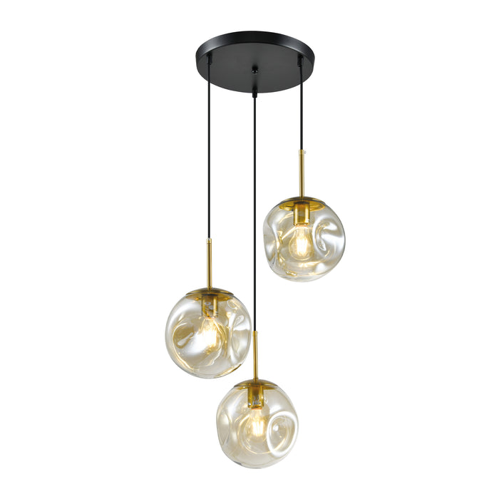 QUVIO Hanglamp eettafel - 3 lichtspunten - Glazen bollen - Metaal