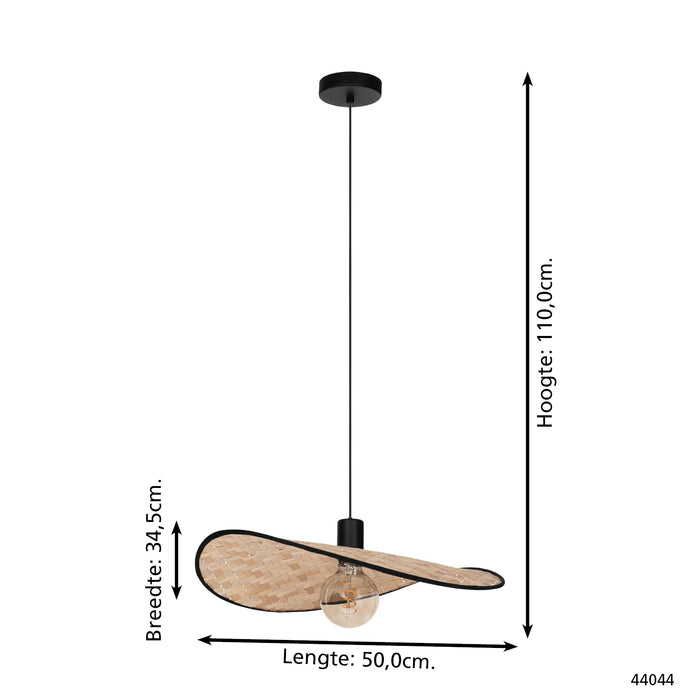 EGLO Marywell Hanglamp - E27 - Hout - Zwart|Bruin