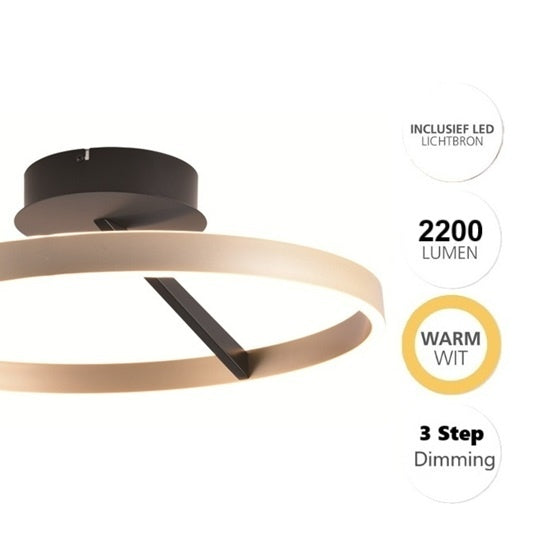 Freelight Plafondlamp Pilota Zwart & Goud 55W  incl. 3 Step DimmerØ 55