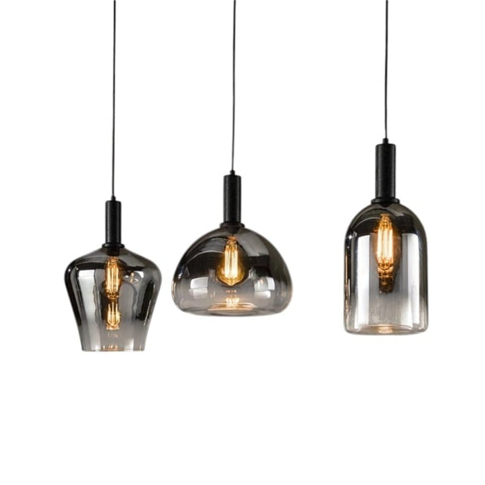 LT-Luce Hanglamp Zenith Mix Zwart - Smoke Glas 3 Lichts