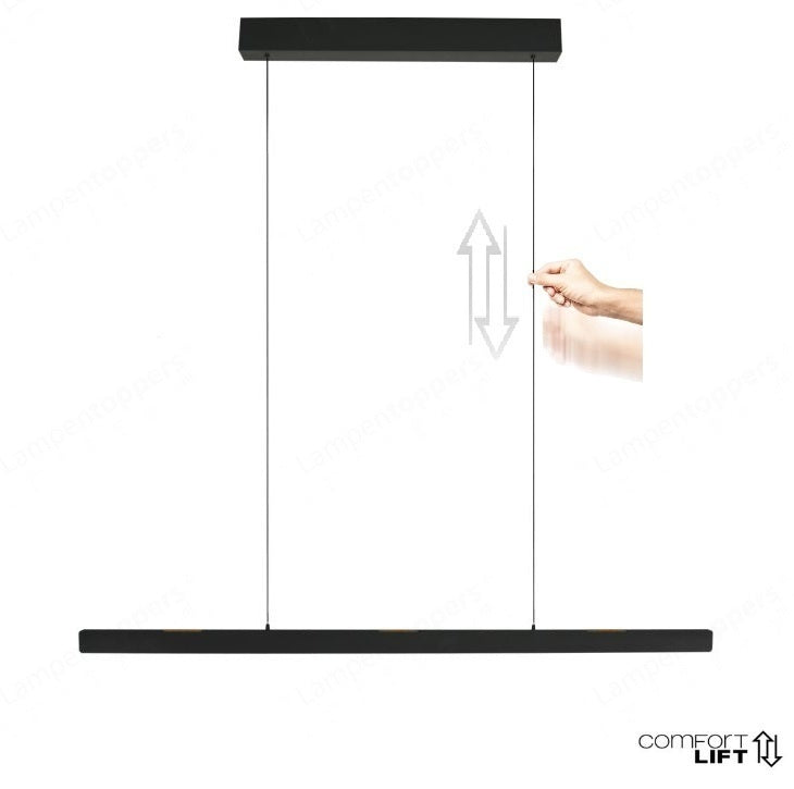 Steinhauer Hanglamp Fluxy Zwart  Easy-lift & Sensor-Dimmer L 160cm