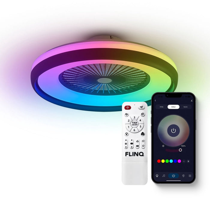 FlinQ Plafondventilator Smart LumiFan Zwart Ø 59cm Lichtkleur
