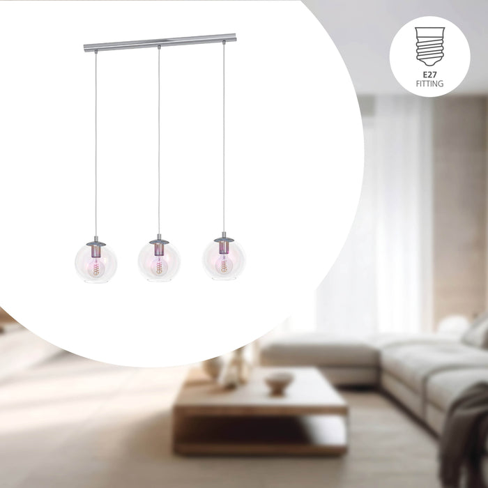 EGLO Ariscani 2 Hanglamp - E27 - 76,5 cm - gekleurd glas - Chroom