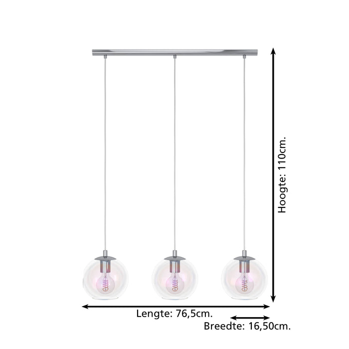 EGLO Ariscani 2 Hanglamp - E27 - 76,5 cm - gekleurd glas - Chroom