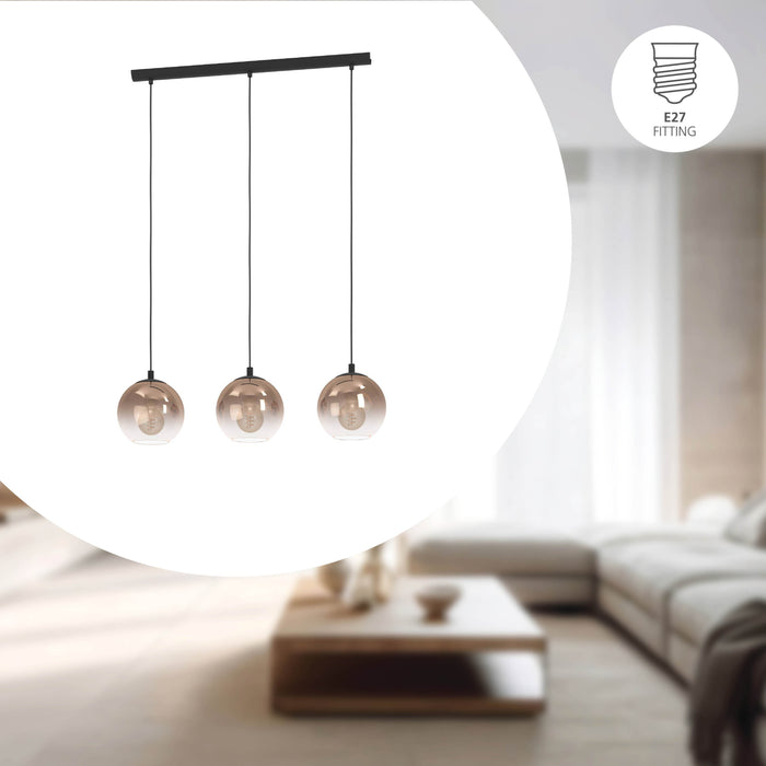 EGLO Ariscani 1 Hanglamp - E27 - 76,5 cm - Koperglas - Zwart